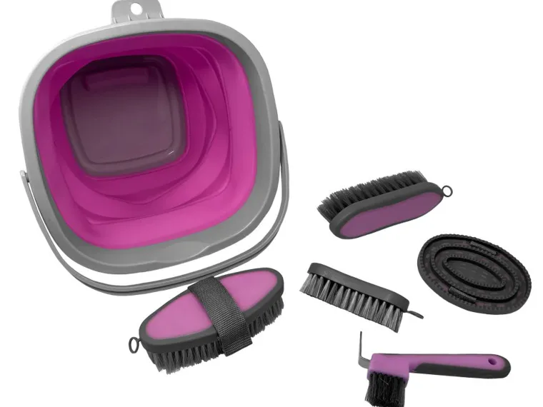 CJYjhMdN_0.webp Best SHILOH STABLES TACK 5-Piece Grooming Kit with Collapsible Bucket