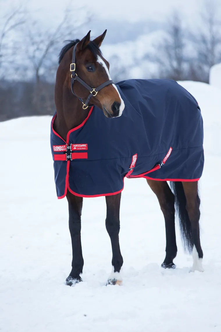 DjmUKFoL_1.webp Sale HORSEWARE ® Ireland Rambo® Original 1000D Medium-Weight Turnout Blanket–200G Navy/Red