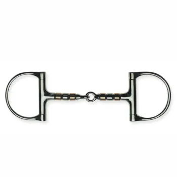 Best PARTRADE Metalab Jointed with Copper Rollers D-ring Snaffle Bit Stainless Steel