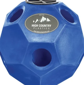 Clearance ANIMAL HEALTH INTERNATIONAL High Country Plastics Hay Play Horse Feeder Ball Blue