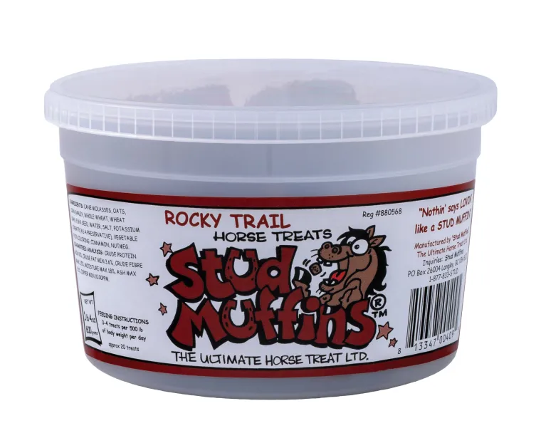 QPsGTMbq_0.webp Sale ANIMAL HEALTH INT Stud Muffins® Rocky Trail Horse Treats - 20 oz. Tub Cinnamon
