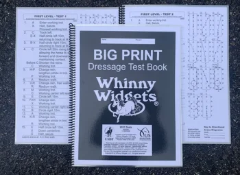 Outlet WHINNY WIDGETS ® Big Print Dressage Test Book (2023-2027)