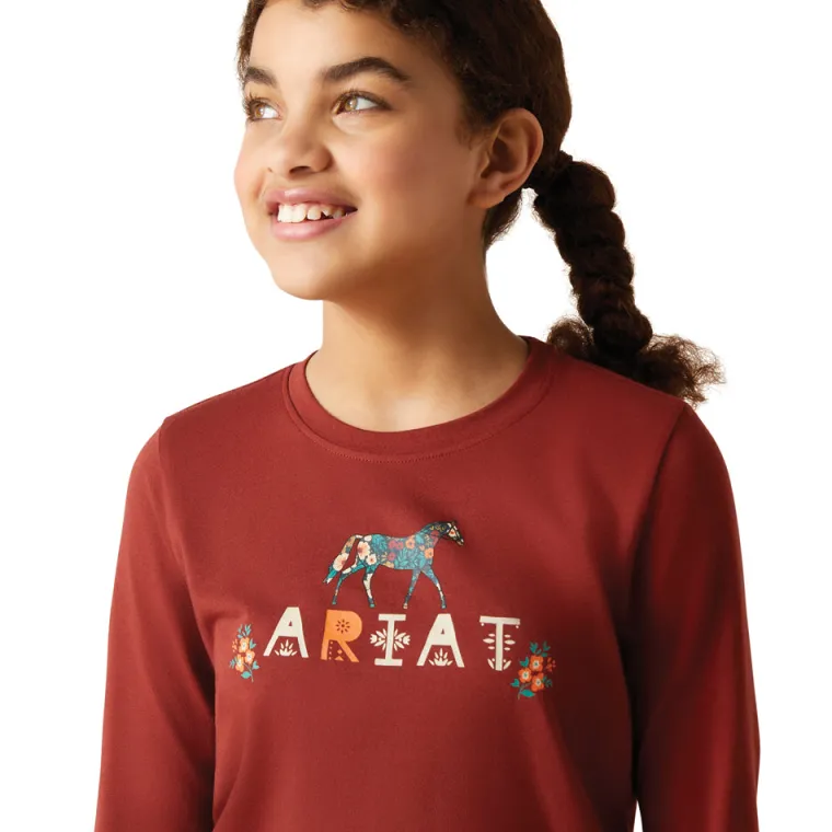ariat-kids-blossom-pony-tee-nzbfehVx-1.webp Hot ARIAT-APPAREL Ariat® Kids’ Blossom Pony Tee Fired Brick