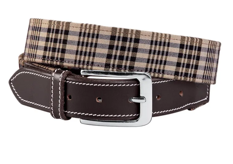 baker-ladies-classic-plaid-bel-iXcXNEbQ-1.webp Sale JPC EQUESTRIAN Baker® Ladies’ Classic Plaid Belt Brown Leather/Plaid
