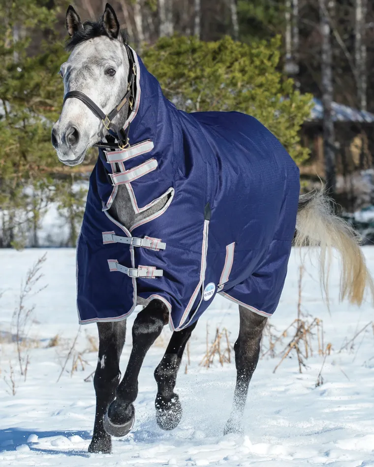 blyAcRjh_6.webp Hot WEATHERBEETA ® ComFiTec™ Essential Combo Neck Medium-Weight Turnout Blanket Navy/Silver/Red