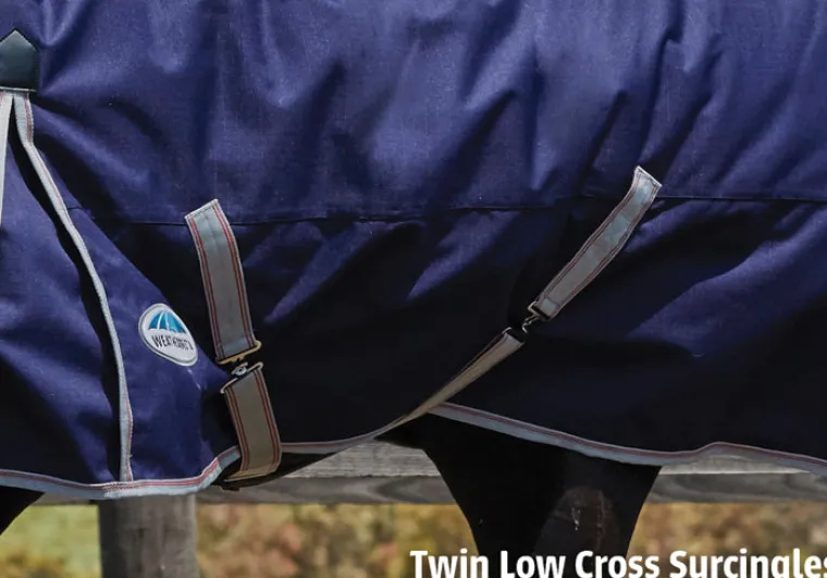 blyAcRjh_8.webp Hot WEATHERBEETA ® ComFiTec™ Essential Combo Neck Medium-Weight Turnout Blanket Navy/Silver/Red