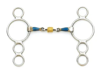 Hot ERS Centaur® Blue Steel Double-Jointed Disc 3-Ring Gag Bit Stainless