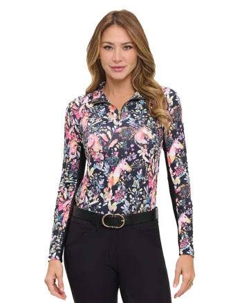 Outlet DANCING EQUESTRIAN Ladies’ Equus Garden Long Sleeve Shirt Black