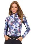 Hot DANCING EQUESTRIAN Ladies’ Long-Sleeve Sunshirt Watercolor Peonies