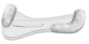 Sale WORLD EQUSTRN BRNDS E.A. Mattes Platinum EWWA Sheepskin Dressage Half Pad With Rear Trim
