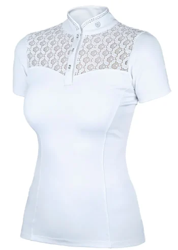 Fashion EQUESTRIAN STOCKHOLM Ladies’ Crystal Champion Short Sleeve Shirt White