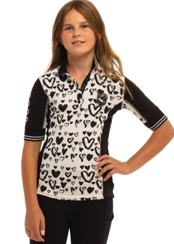 Best GOODE RIDER ™ Girls’ Elite Polo Shirt Black Hearts