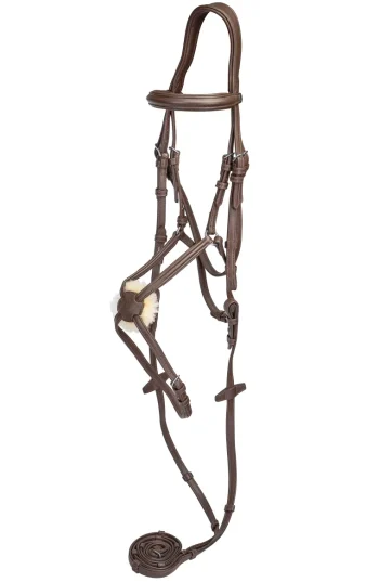 Best JPC EQUESTRIAN Henri De Rivel Kushy Plain Raised Figure-8 Bridle Havana