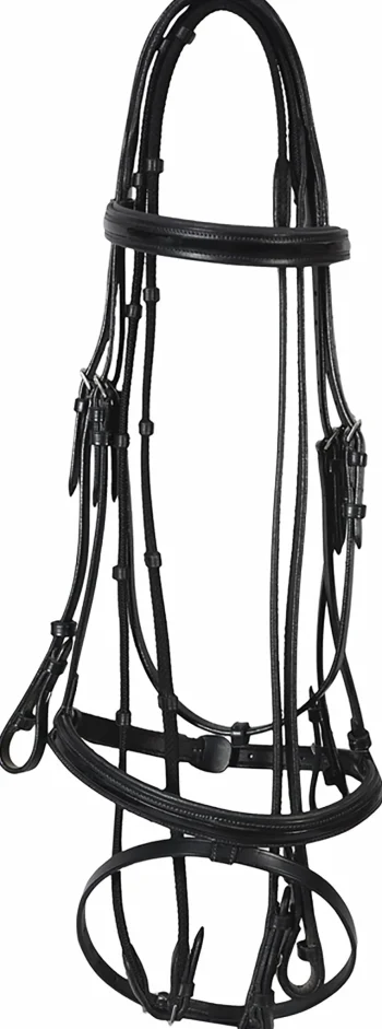 Clearance JPC EQUESTRIAN Henri De Rivel Piaffe Mono Crown Bridle With Flash Noseband & Patent Leather