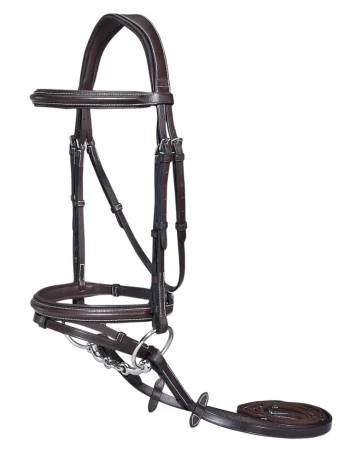 Outlet JPC EQUESTRIAN Henri De Rivel Pro Plain Raised Bridle With Flash & Rubber Reins Havana
