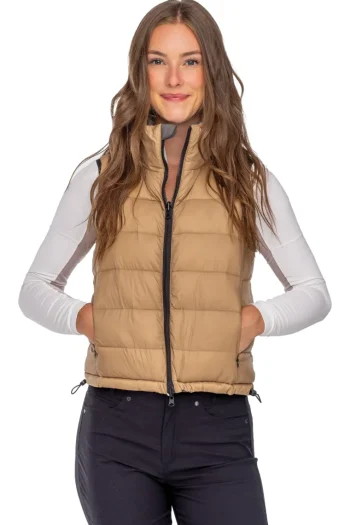 Discount KASTEL DENMARK Ladies’ Contessa Reversible Quilted Vest Camel/Slate