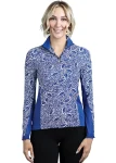 Sale KASTEL DENMARK Ladies’ Jill Long Sleeve Shirt Blue Leaves