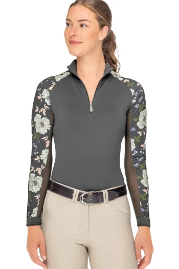 Online KASTEL DENMARK Ladies’ Sondra Quarter-Zip Long-Sleeve Raglan Shirt Slate Garden Rose