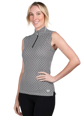 Outlet KASTEL DENMARK Ladies’ Vera Sleeveless Shirt Black White Geo