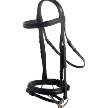 Hot OTTO SCHUMACHER Cut-Back Crown Snaffle Bridle Black/Black/Silver