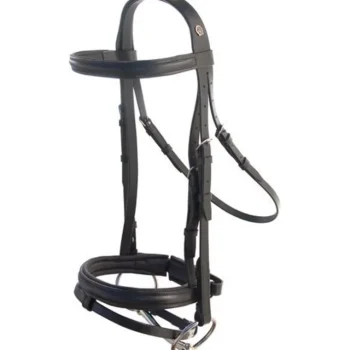 Hot OTTO SCHUMACHER Cut-Back Crown Snaffle Bridle Black/Black/Silver