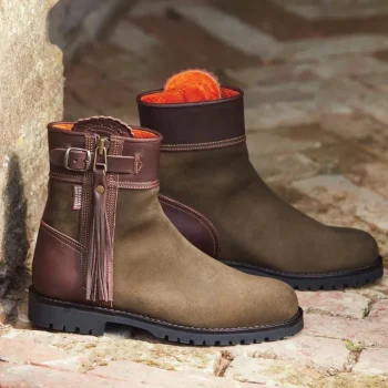 New PENELOPE CHILVERS Ladies’ Inclement Cropped Tassel Boots Seaweed/Conker