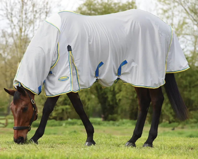 qlQIVhAJ_1.webp Discount WEATHERBEETA ® ComFiTec™ Zephyr Plus Mesh Combo Neck Fly Sheet Silver/Blue/Lemon