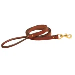 Best TORY LEATHER Flat Creased Leather Dog Leash with Rolled Leather Handle