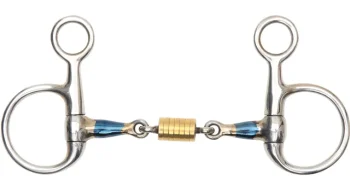 Outlet SHIRES EQUESTRIAN Shires Hanging Cheek Bit With Roller Link Blue Sweet Iron