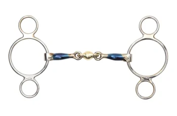 Discount SHIRES EQUESTRIAN Shires Two-Ring Gag With Lozenge Blue Sweet Iron