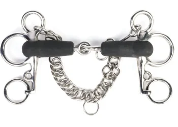 Clearance SHIRES EQUESTRIAN Shires Jointed Short Shank Rubber Pelham Bit Stainless/Black