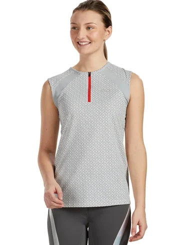 New KIRSCH Stride™ CoolBlast® 100 Ladies’  Print Sleeveless Shirt White/Grey