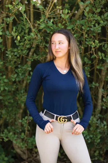 New TKEQ THE SHOP TKEQ Ladies’ Kennedy Seamless V-Neck Long Sleeve Shirt 2.0 Classic Navy