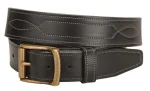 New TORY LEATHER 1 1/2" Belt With Repeated Stitch Pattern