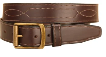 New TORY LEATHER 1 1/2" Belt With Repeated Stitch Pattern