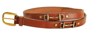 Online TORY LEATHER 1" Snaffle Bit Belt With Brass Snaffle Bits & Buckle
