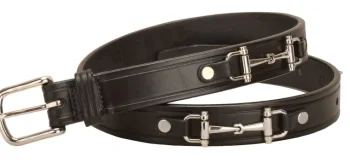 Online TORY LEATHER 1" Snaffle Bit Belt With Nickel Snaffle Bits & Buckle Black
