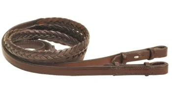 Sale TORY LEATHER Company 5/8" X 72" Plaited Reins With Hook Stud Bit Ends Havana