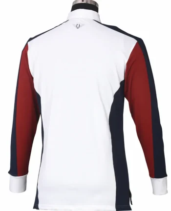 Clearance JPC EQUESTRIAN TuffRider® Men's Dennison Long Sleeve Show Shirt White/Ec Navy/Ec Red