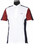 New JPC EQUESTRIAN TuffRider® Men's Dennison Short Sleeve Show Shirt White/Ec Navy/Ec Red
