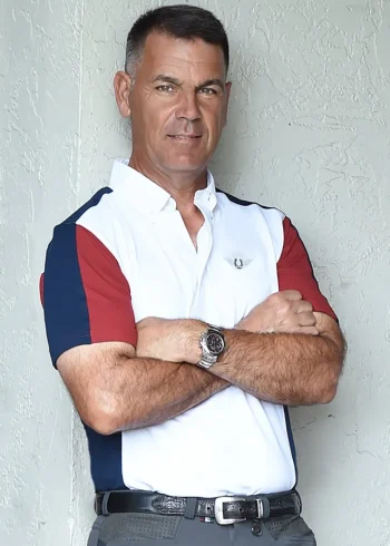 New JPC EQUESTRIAN TuffRider® Men's Dennison Short Sleeve Show Shirt White/Ec Navy/Ec Red