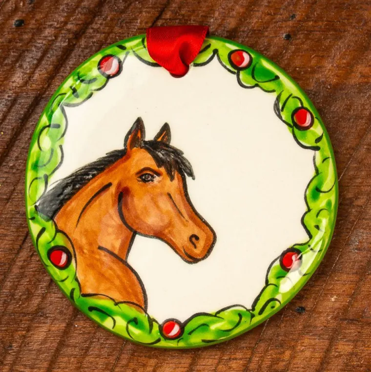 wXDzWsCl_1.webp Online THE NOLA WATKINS COL Hand-Painted Horse Wreath Ornament